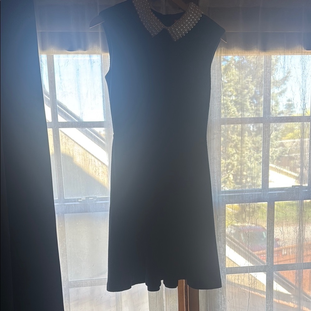 Betsey Johnson Black Sheath Mini Dress with Peter Pan Collar
